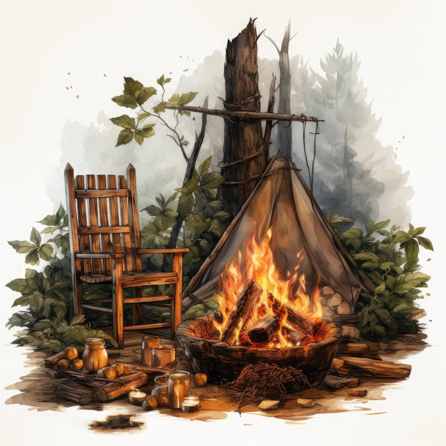 Zdjęcie waterco campfire sublimation ilustracja graficzna generative ai