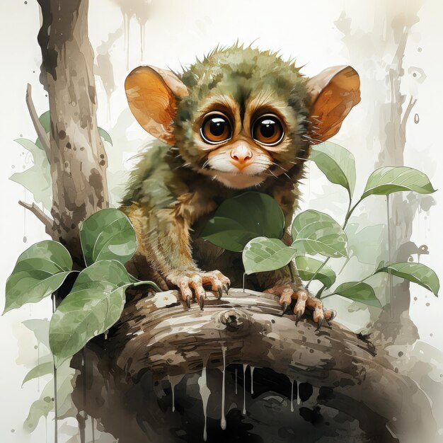 Waterco Tarsier Clipart ilustracja Generative Ai