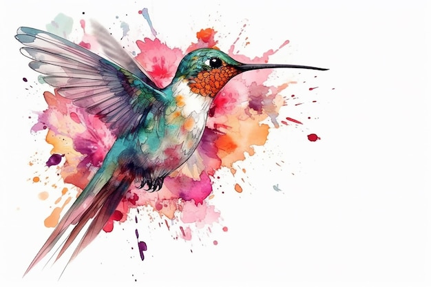 Watercolor_Floral_Hummingbird_isolated_on_white_backgrou