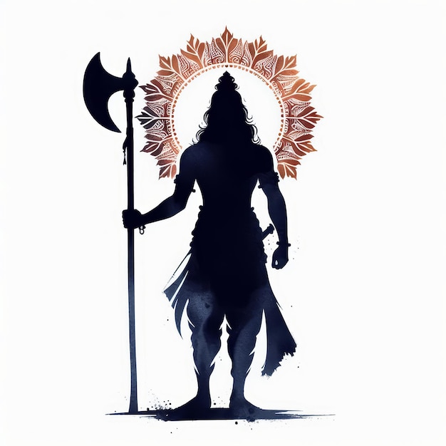 Zdjęcie watercolor illustration for parshuram jayanti with a silhouette of lord parshuram