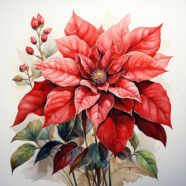Watercolour_Illustration_of_a_Poinsettia_Flower_isolated