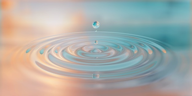 Waterdrop Powitalny Zbliżenie Na Ilustracji 3d Powierzchni Wody