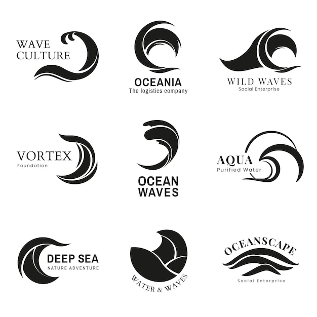 Wave png logo biznesowe kolor wody animowany zestaw graficzny