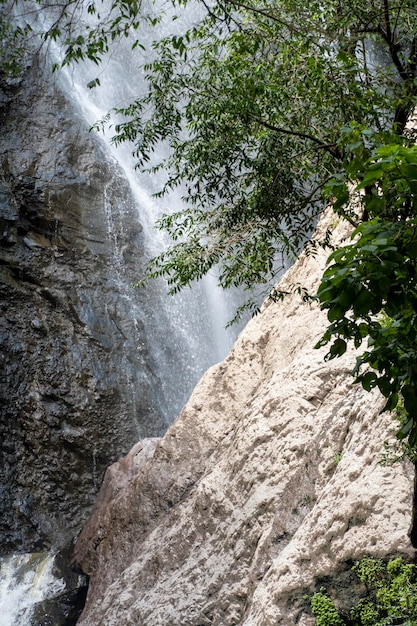 Wąwóz Huentitan w guadalajara pełen roślinności woda spadająca z kilku wodospadów w meksyku
