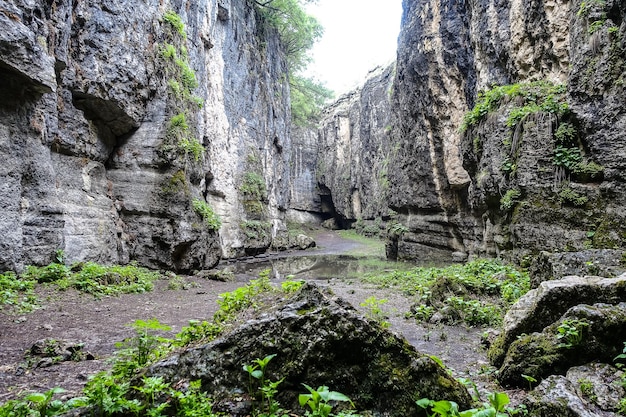 Wąwóz Stone Bowl unikalny rezerwat przyrody Wąwóz w górach krajobraz natura w Dagestanie w Rosji