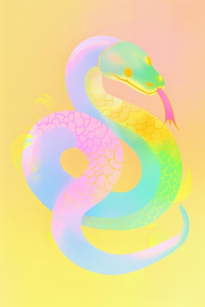 Wąż z długim ogonem na kolorowym tle
