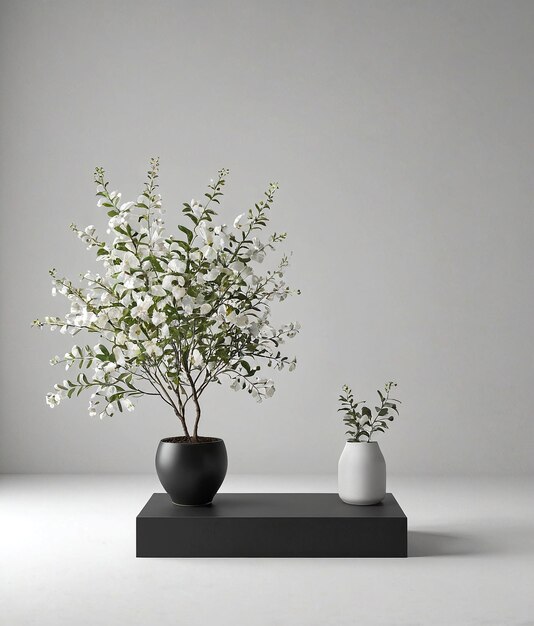 wazon z kwiatami na czarnym stojaku