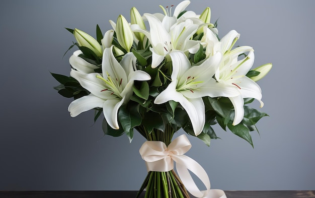 Wdzięczne kwiaty z ręcznie wykonanymi bukietami lilii