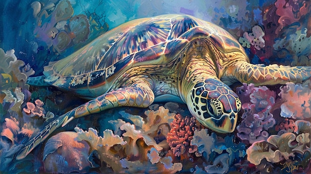 Wdzięczny żółw morski w przyrodzie