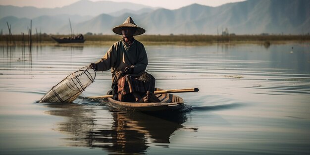 Wędkowanie na jeziorze Inle Myanmar