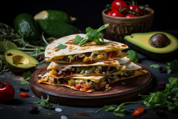 Wegańska kolacja Quesadilla Przepis Fotografia kulinarna