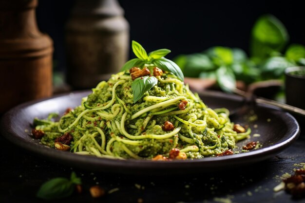 Wegetariańskie makaron z cukini Pesto