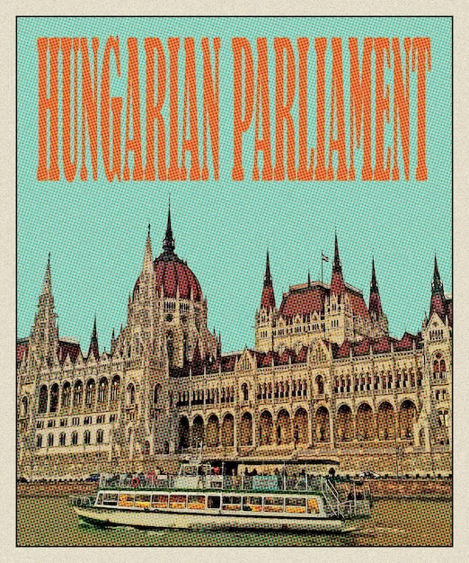 Zdjęcie węgierski parlament retro travel poster