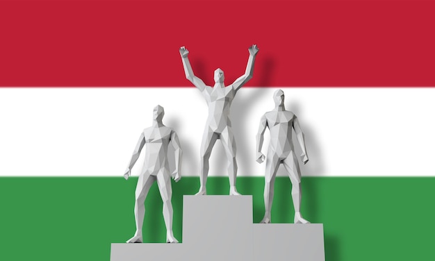 Węgrzy zwycięzcy stanęli na podium zwycięzców świętując d render