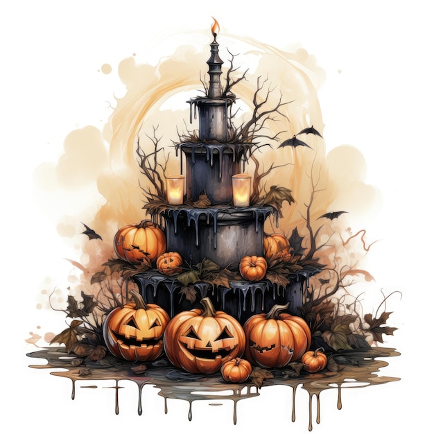 Wejście bramy drzwi domu domu Halloween ilustracja potwór przerażający odizolowany wektor clipart uroczy