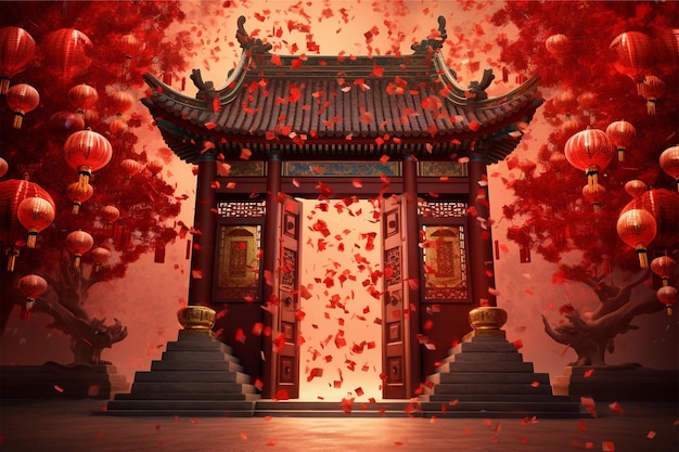Wejście do świątyni w chińskim stylu