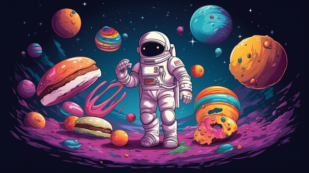 wektor astronauta w przestrzeni cukierków