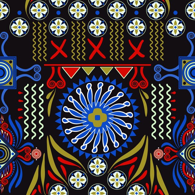 Zdjęcie wektor bez szwu etnicznych wzór kolorowe tło z elementami abstrakcyjnymi native american design motyw meksykański navajo