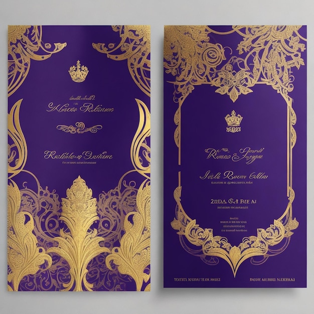 wektor kreatywny projekt karty zaproszenie na ślub królewskiej złotej linii