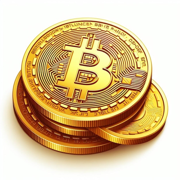 Wektor kryptowaluty bitcoin złoty monety izolowane na białym