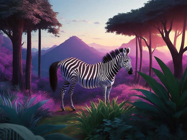 wektor_Landscape_Zebra_in_Fantasy_Jungle