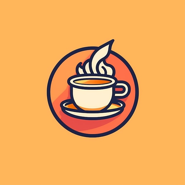Wektor logo kawy o płaskiej kolorystyce