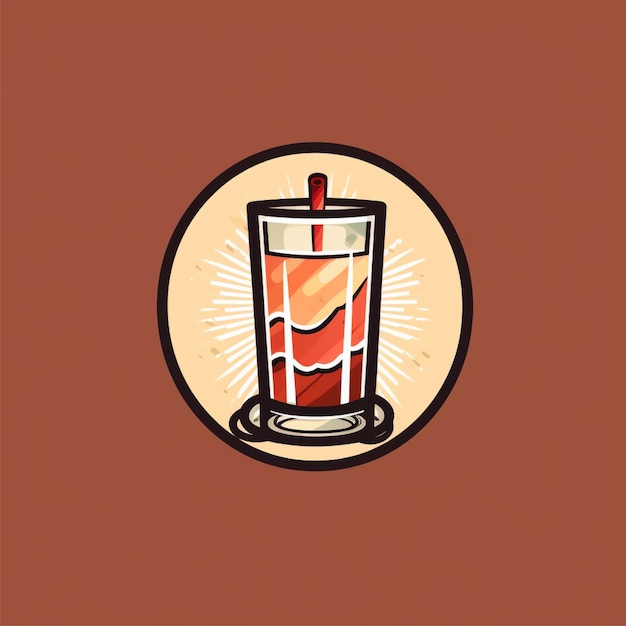 Wektor logo kolorowej szklanki na napoje płaskie