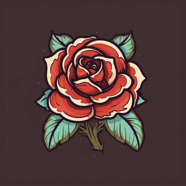 wektor logo kwiat róży płaski kolor