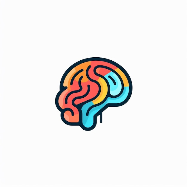 Wektor logo płaskiego mózgu kolorowego