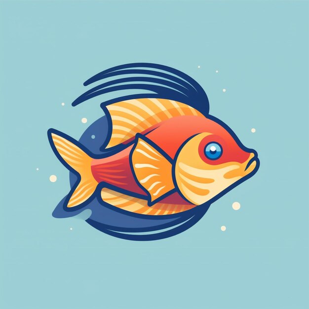 Wektor logo płaskiej ryby kolorowej