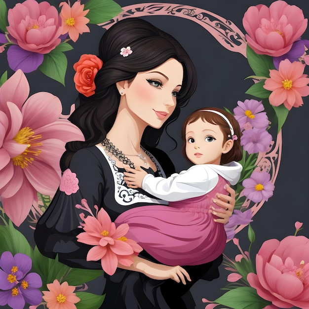 Zdjęcie wektor piękna matka i dziecko zdjęcie
