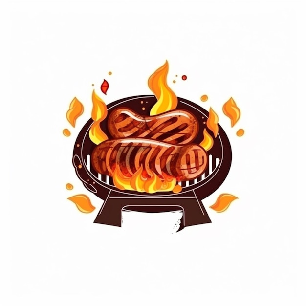 Zdjęcie wektor płaski grill logo białe tło