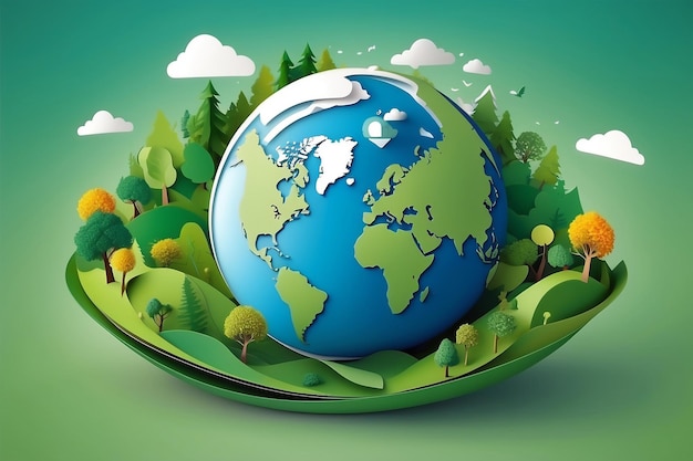 Wektor świat środowisko i Dzień Ziemi koncepcja koncepcja środowiskowa w stylu papieru