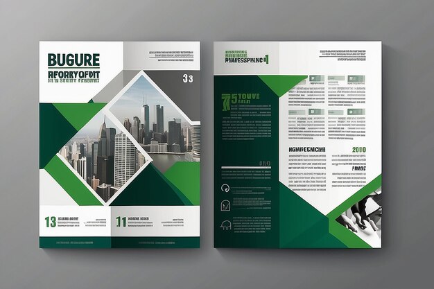Zdjęcie wektor szablonu projektowania broszury zielony abstrakt kwadratowa okładka książka plakat prezentacji portfela w układzie a4