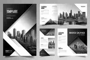 Zdjęcie wektor szablonu projektowania portfela minimalna broszura raport ulotki biznesowe plakat czasopisma abstrakt czarno-biała kwadratowa prezentacja książki