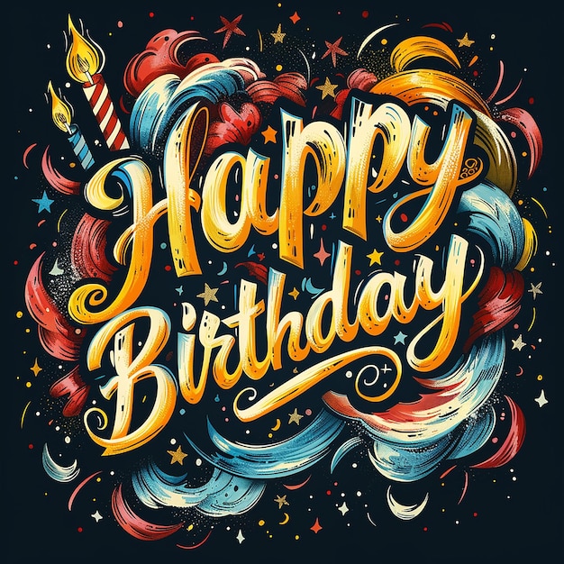 Zdjęcie wektor typografii happy birthday