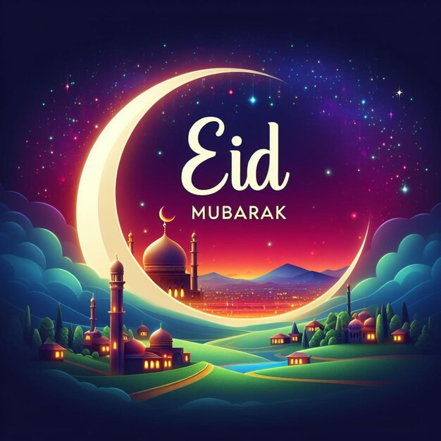 Wektor wpisu Eid Mubarak na dzień Eid