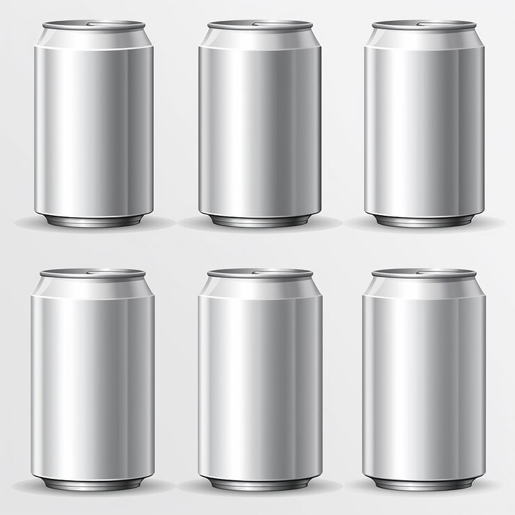 Zdjęcie wektor zestawu pudełek na napoje aluminiowe