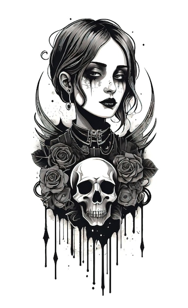Zdjęcie wektorowa gotycka naklejka ciemny odcisk miłości tatuaż emo element tekstury vintage w stylu grunge