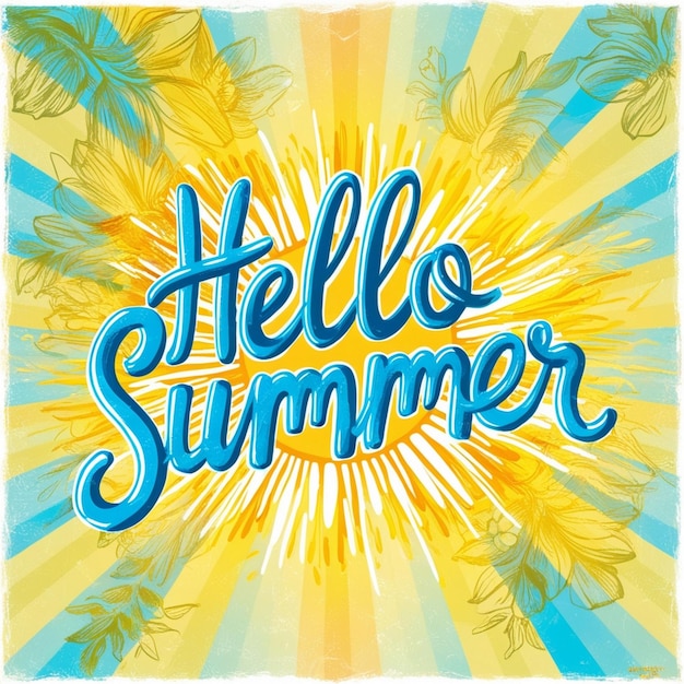 Wektorowa ilustracja liter Hello Summer Ręka liter typografia plakat mediów społecznościowych
