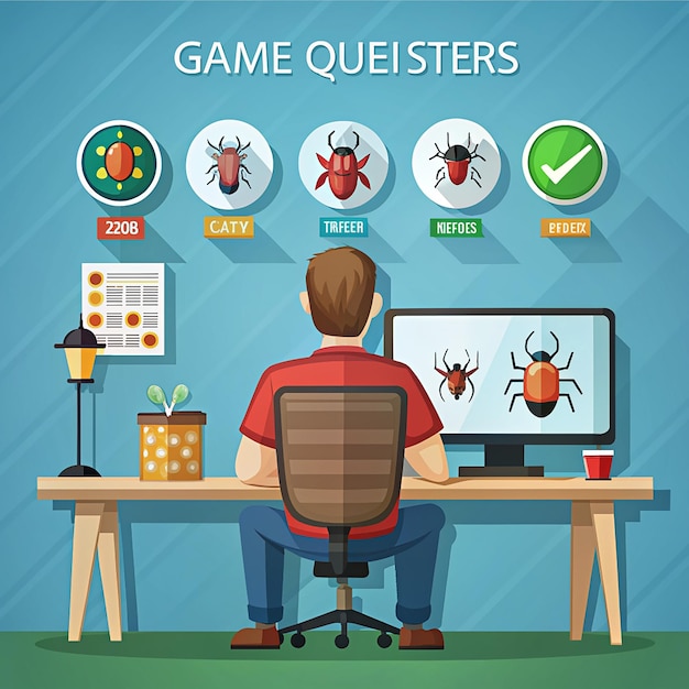Wektorowa ilustracja w stylu płaskim Game Tester