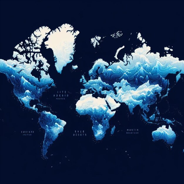 Wektorowa mapa świata w niebieskim tonie