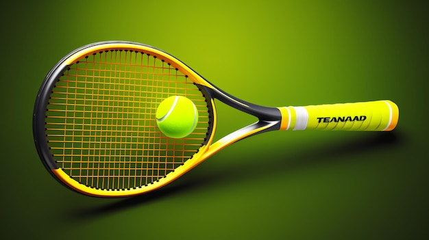 Wektorowa rakietka tenisowa 3D z ilustracją piłki sportowej