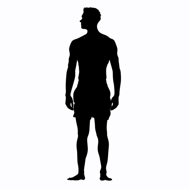 Zdjęcie wektorowa sylwetka mężczyzny w szortkach kąpielowych na białym tle generatywna sztuczna inteligencja