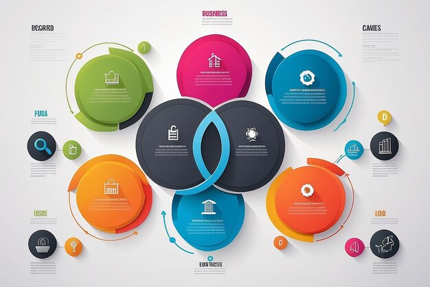 Wektorowe koncepcje biznesowe z ikonami mogą być używane do raportu biznesowego pętli infograficznej lub nowoczesnego szablonu planu