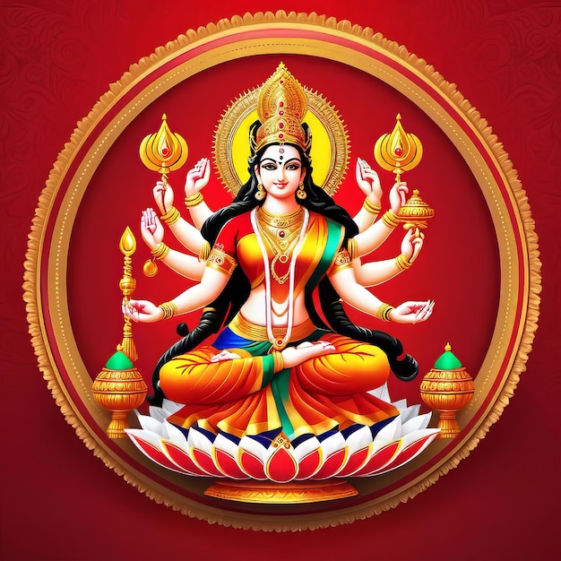 Zdjęcie wektorowy ilustracja baner indyjskiego święta boga sri drughi szczęśliwa durga puja subh navratri