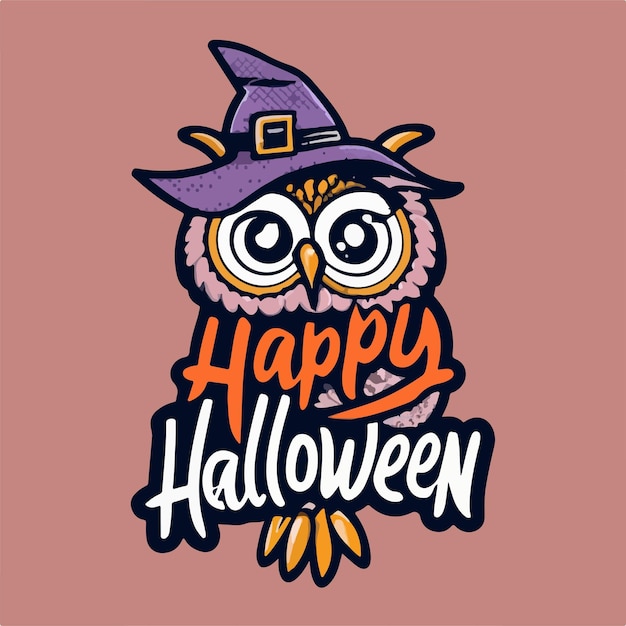 Wektorowy plakat ilustracji Happy Helloween owl