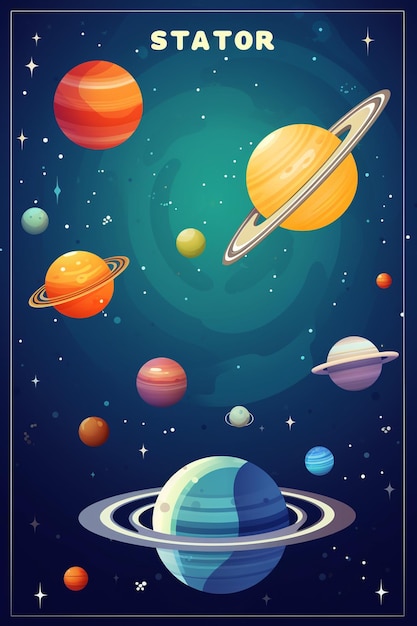 wektorowy plakat kosmiczny ze statkiem kosmicznym w kosmosie z obcymi planetami, asteroidami i gwiazdami