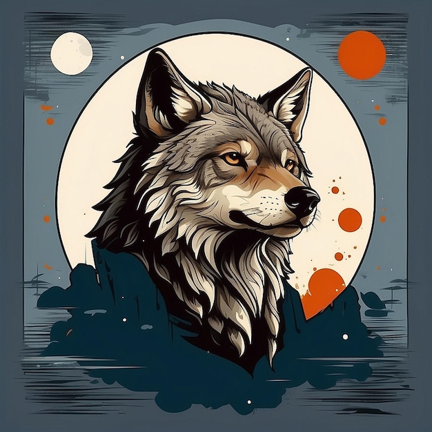 Wektorowy projekt koszulki na temat wilka stworzony za pomocą sztucznej inteligencji