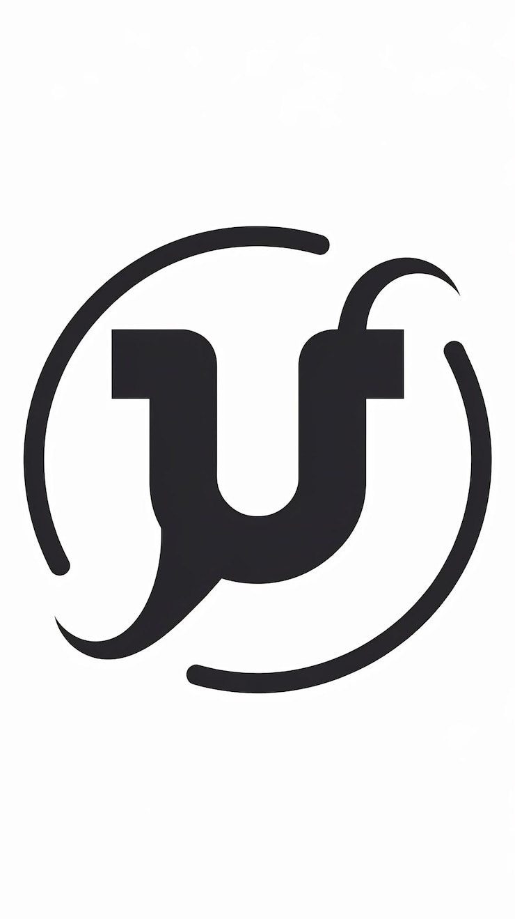 Zdjęcie wektorowy projekt znaku logo z literą u, ikoną liniową, okręgiem
